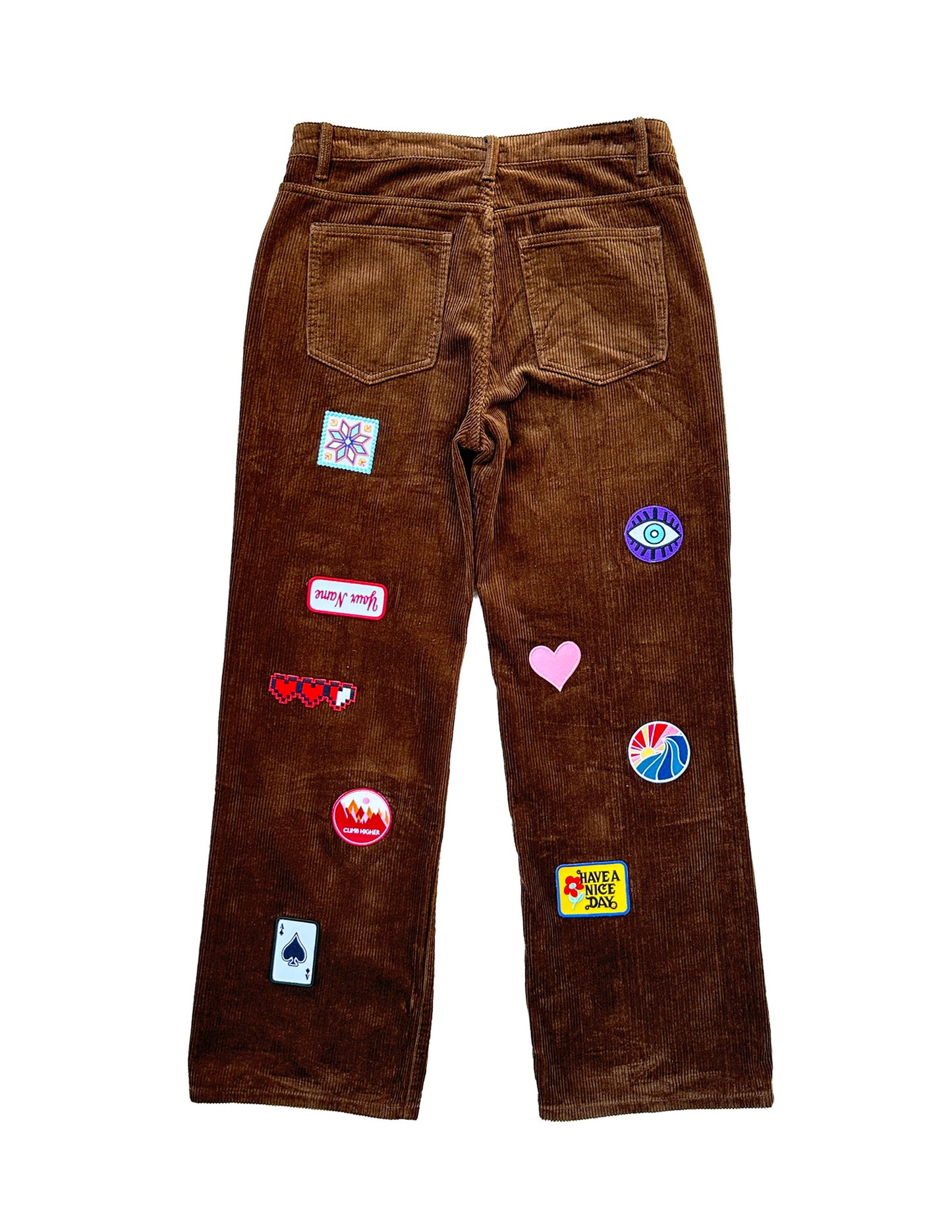 Brown corduroy embroidery pants