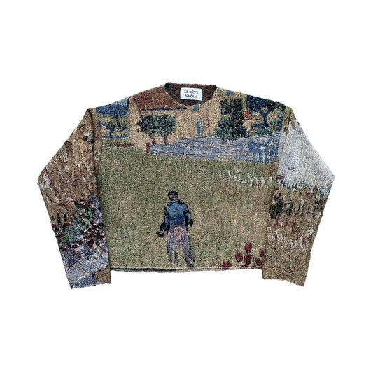 Woven tapestry sweater