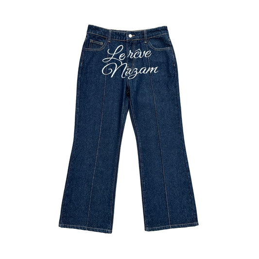 Embroidered logo denim jeans