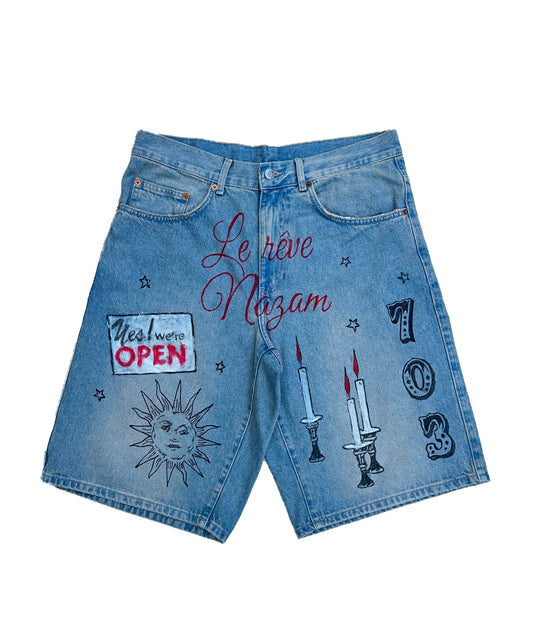 Baggy denim artist shorts