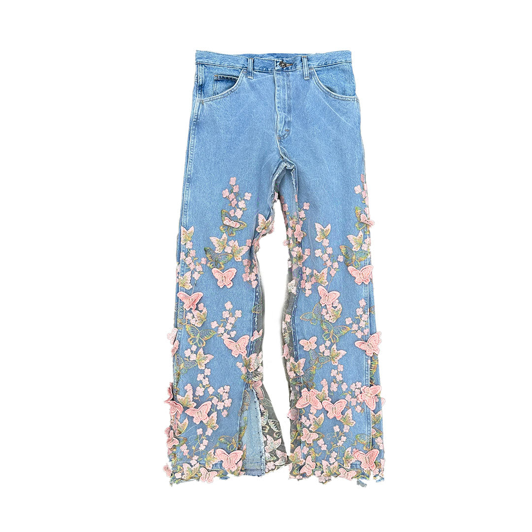 Buttery embroidery lace jeans