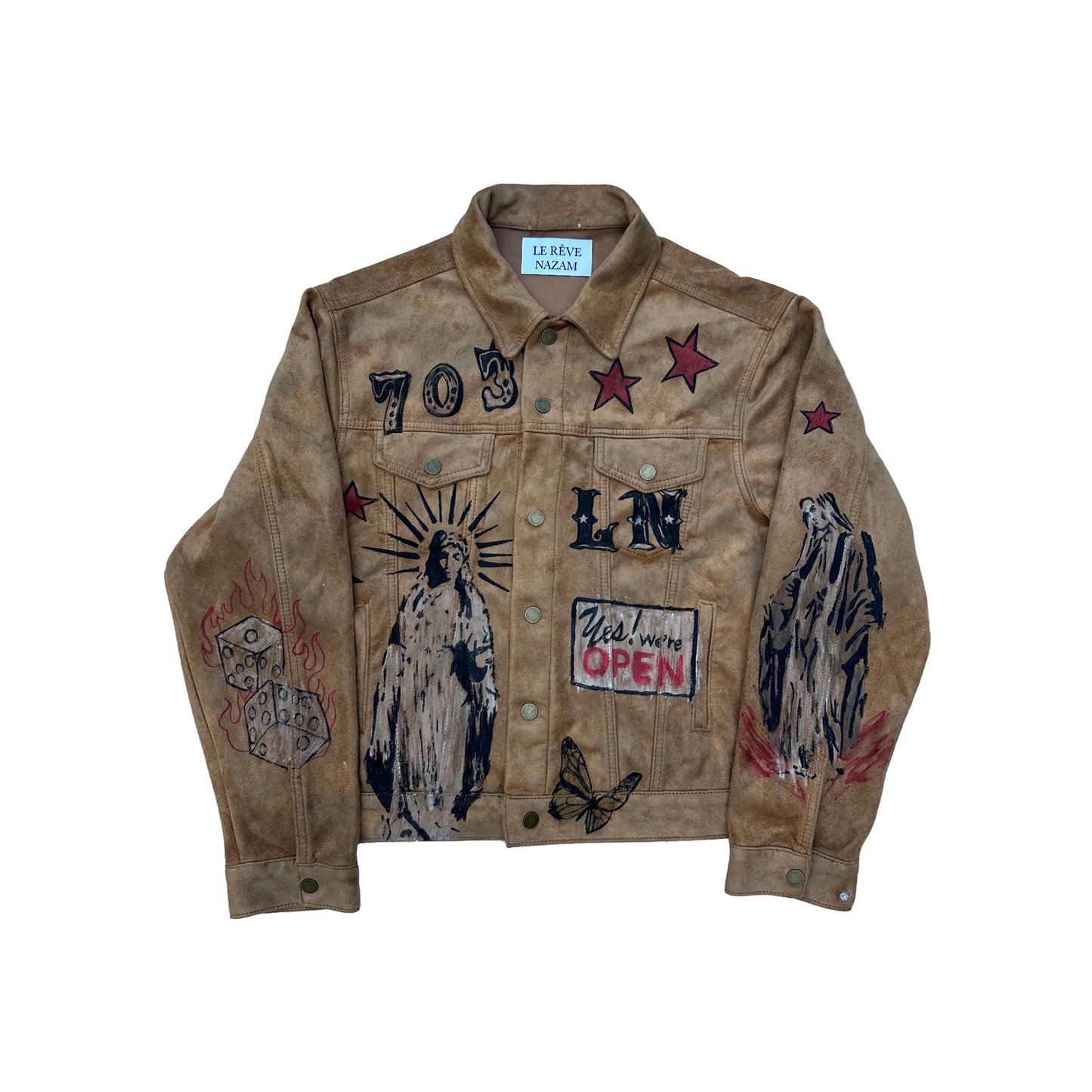 Hand painted suede jacket