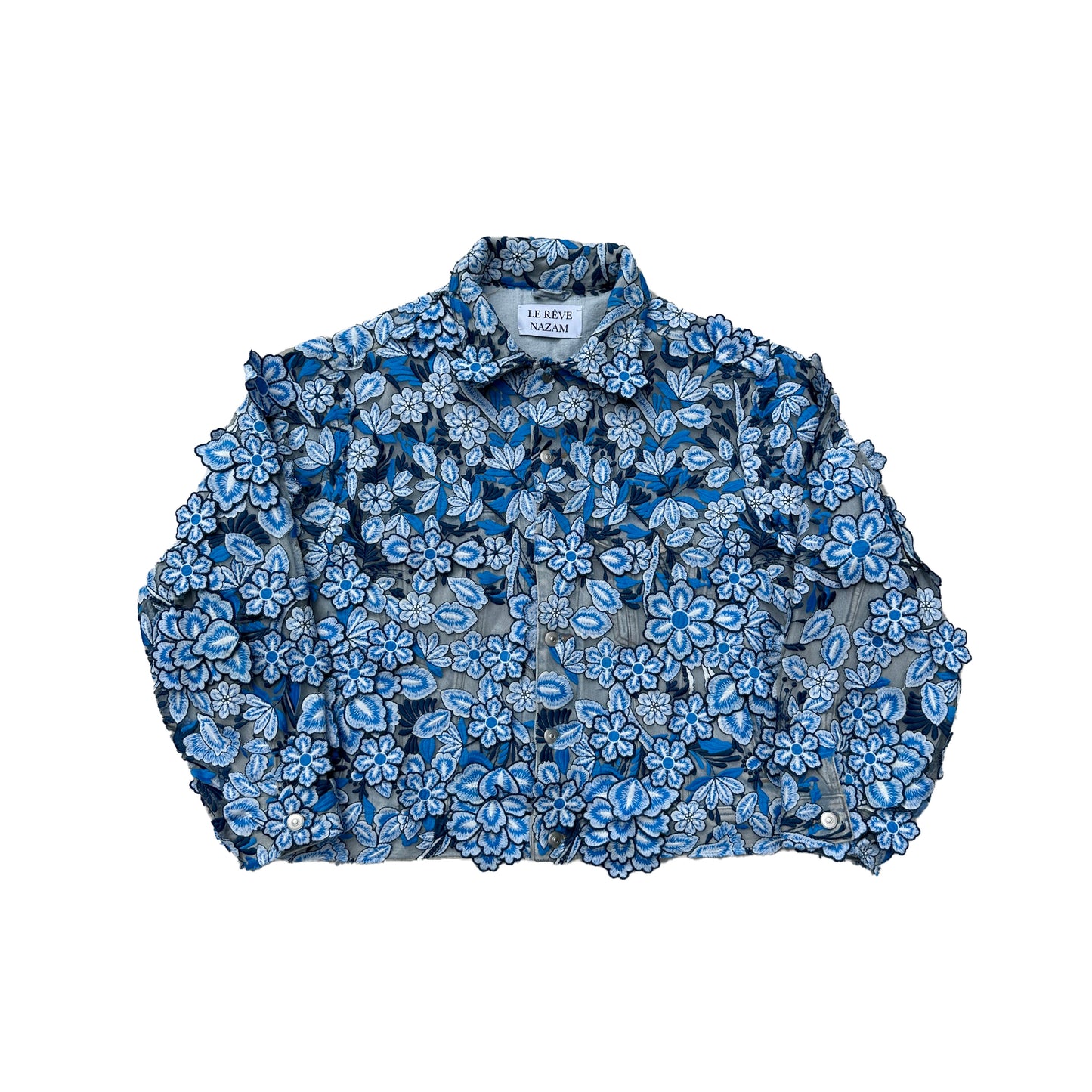 Blue blossom denim lace jacket